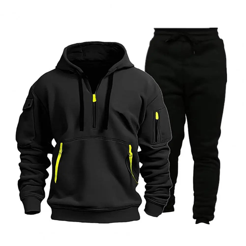 Sporty Men Activewear Set Men's Hooded Sweatshirt Sweatpants Se