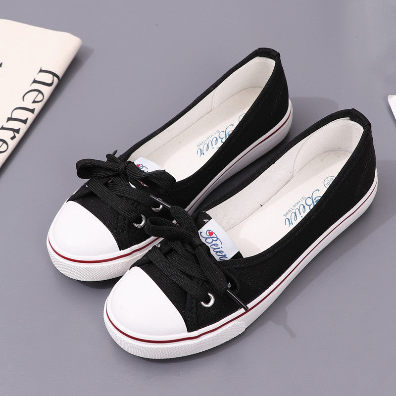women's canvas shoes small white shoes women's all-match literary pumps summer