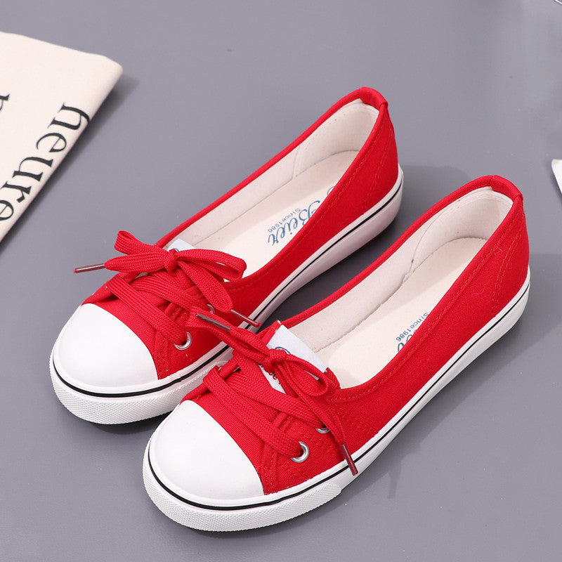 women's canvas shoes small white shoes women's all-match literary pumps summer