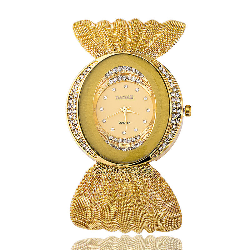 Luxury Gold Mesh Watch - Crystal Embellished Women's Fashion Timepiece