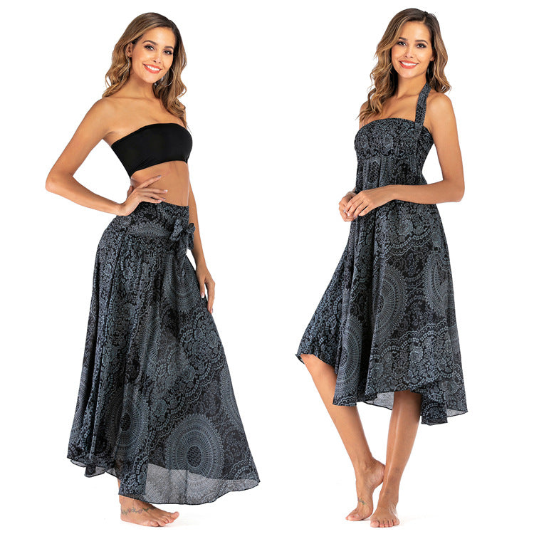 Boho Chic 2-in-1 skirt dress beacht two wear large swing