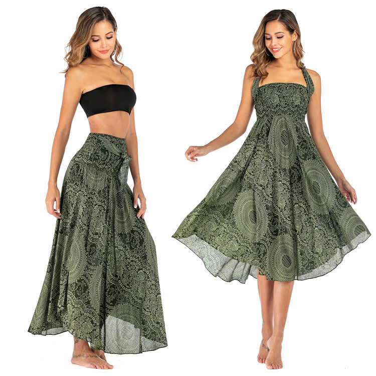 Boho Chic 2-in-1 skirt dress beacht two wear large swing