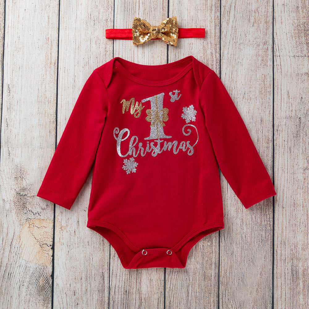 New Long Sleeve Ha Skirt 0-2 Years Old Christmas Baby Holiday Clothes Baby