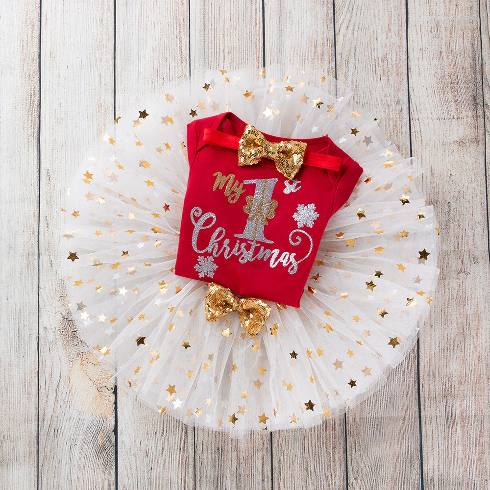 New Long Sleeve Ha Skirt 0-2 Years Old Christmas Baby Holiday Clothes Baby