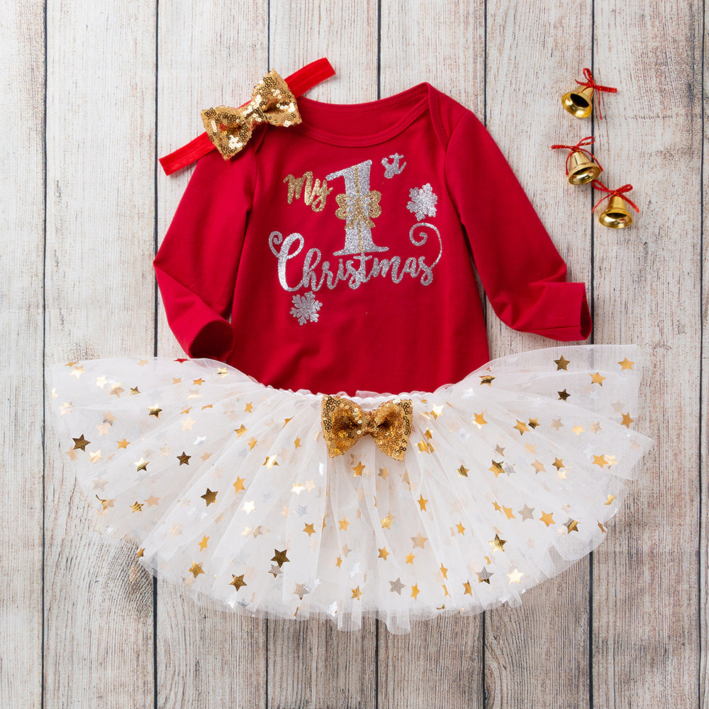 New Long Sleeve Ha Skirt 0-2 Years Old Christmas Baby Holiday Clothes Baby