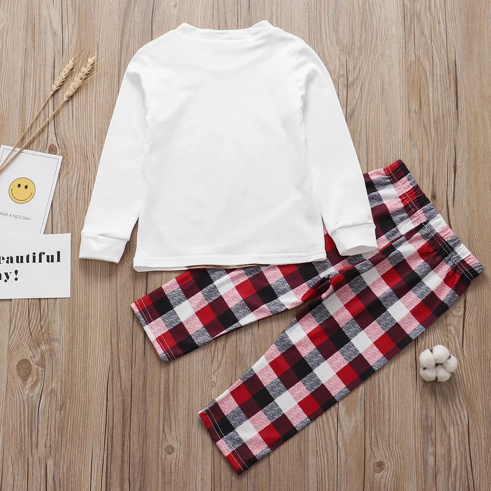 Christmas Family Pajamas Set Adult Kid Sleepwear 2PCS Matching Clothes