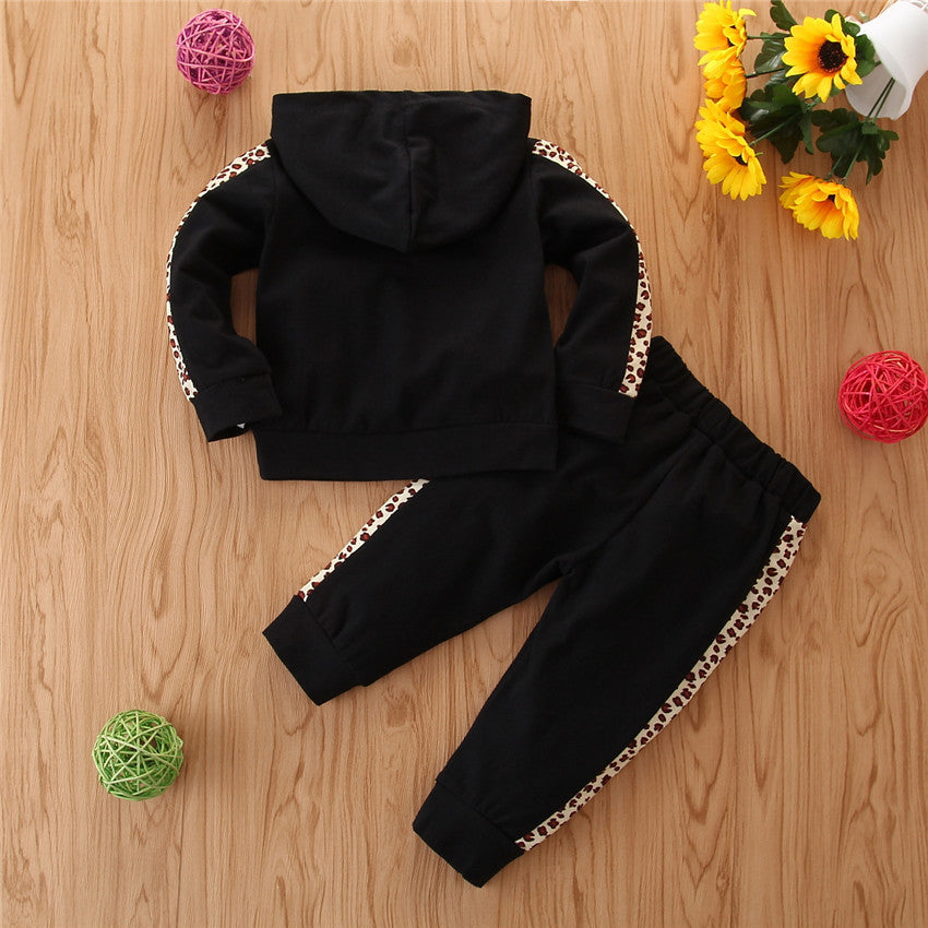 Girls' suits, autumn clothes, small and medium-sized children's hooded long-sleeved