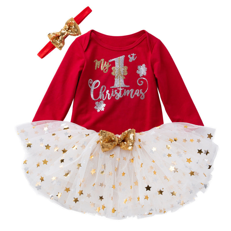 New Long Sleeve Ha Skirt 0-2 Years Old Christmas Baby Holiday Clothes Baby