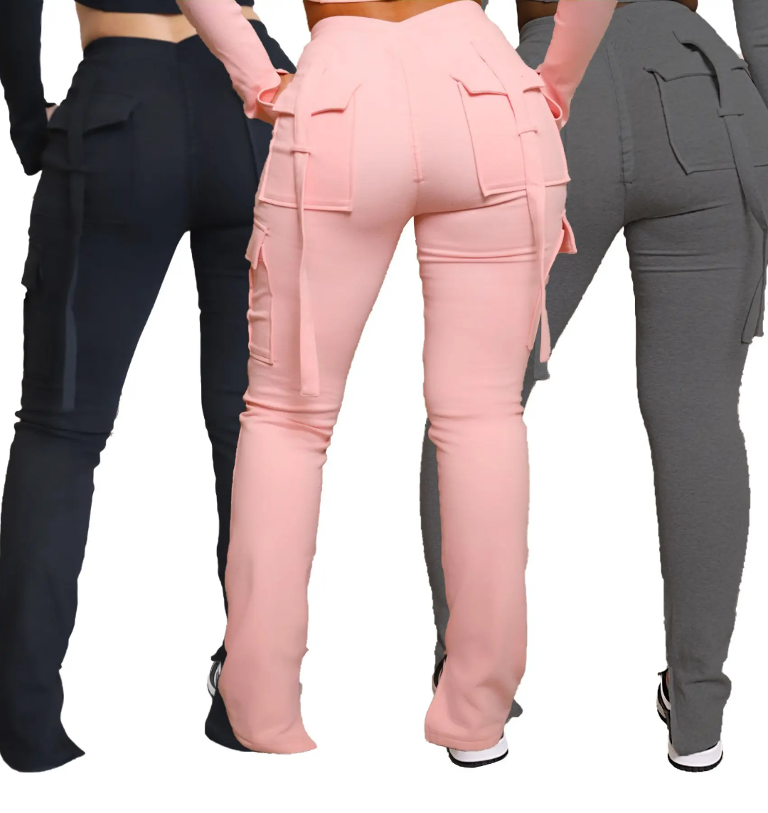 cargo pants women's skinny flip pocket athleisure trousers slim fit