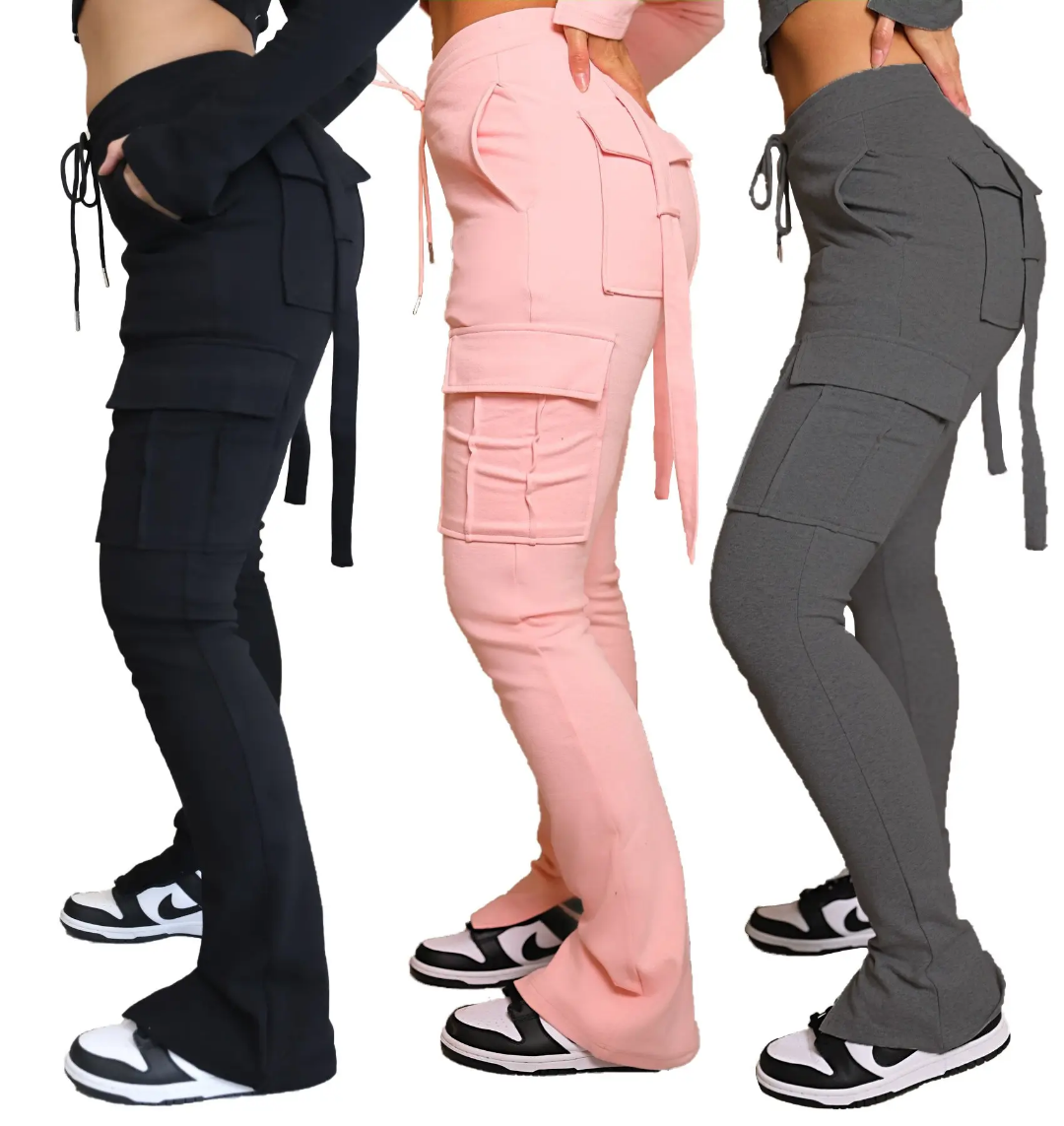 cargo pants women's skinny flip pocket athleisure trousers slim fit