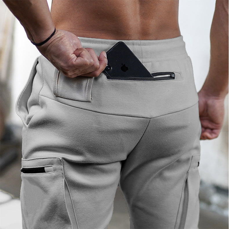 New sports fitness cargo pants men's camouflage fitness trousers, running training