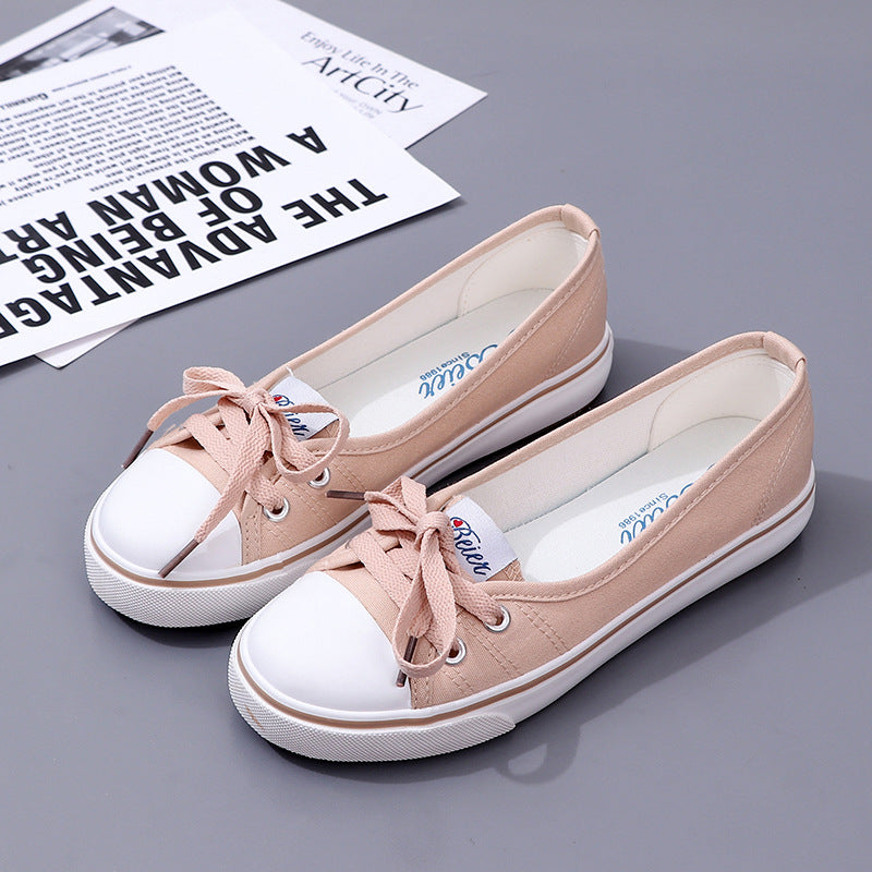 women's canvas shoes small white shoes women's all-match literary pumps summer