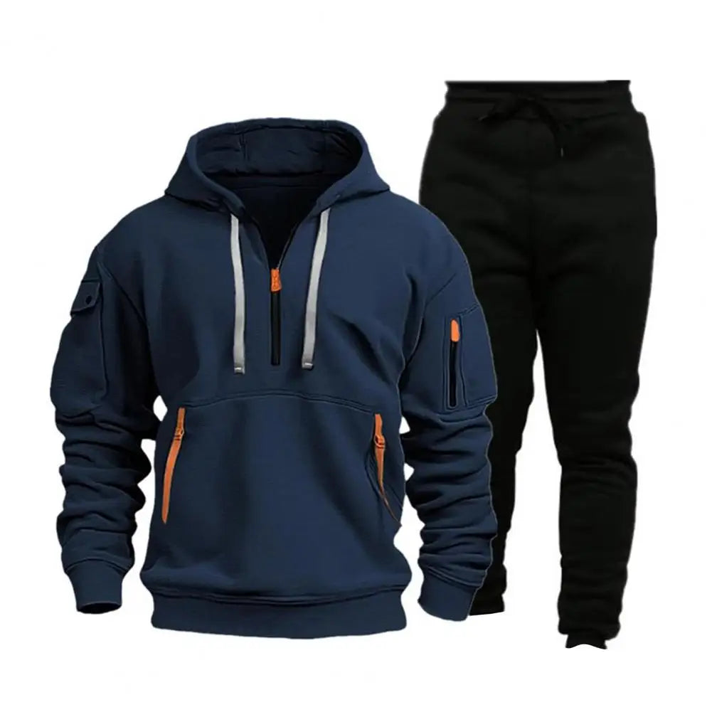 Sporty Men Activewear Set Men's Hooded Sweatshirt Sweatpants Se