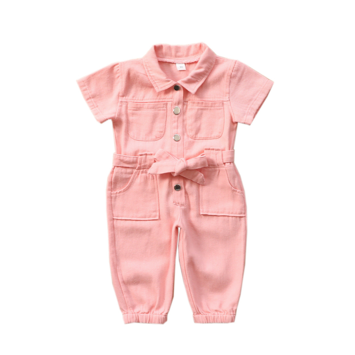 Amazon children's 4-color denim jumpsuit with belt factory price direct sales