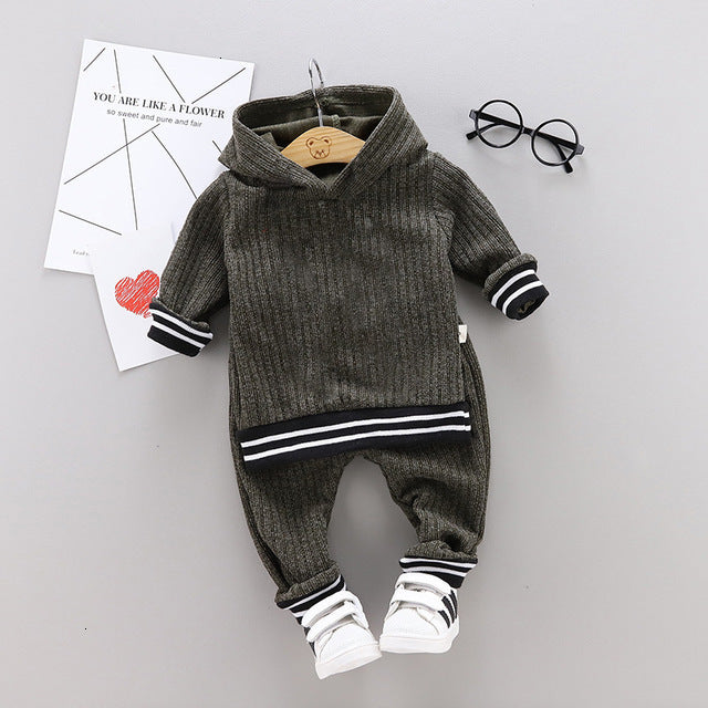trendy spring and autumn sports model 1-4 year old baby rainbow zipper long sleeve long pants children's two-piece set