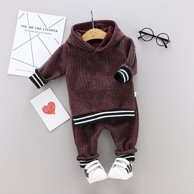 trendy spring and autumn sports model 1-4 year old baby rainbow zipper long sleeve long pants children's two-piece set
