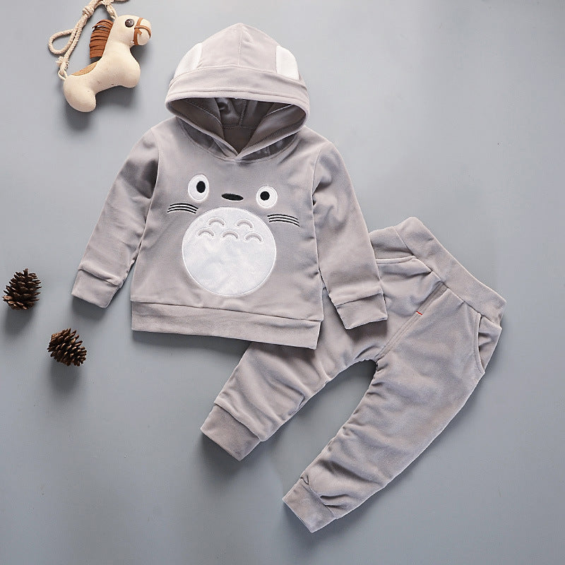 trendy spring and autumn sports model 1-4 year old baby rainbow zipper long sleeve long pants children's two-piece set