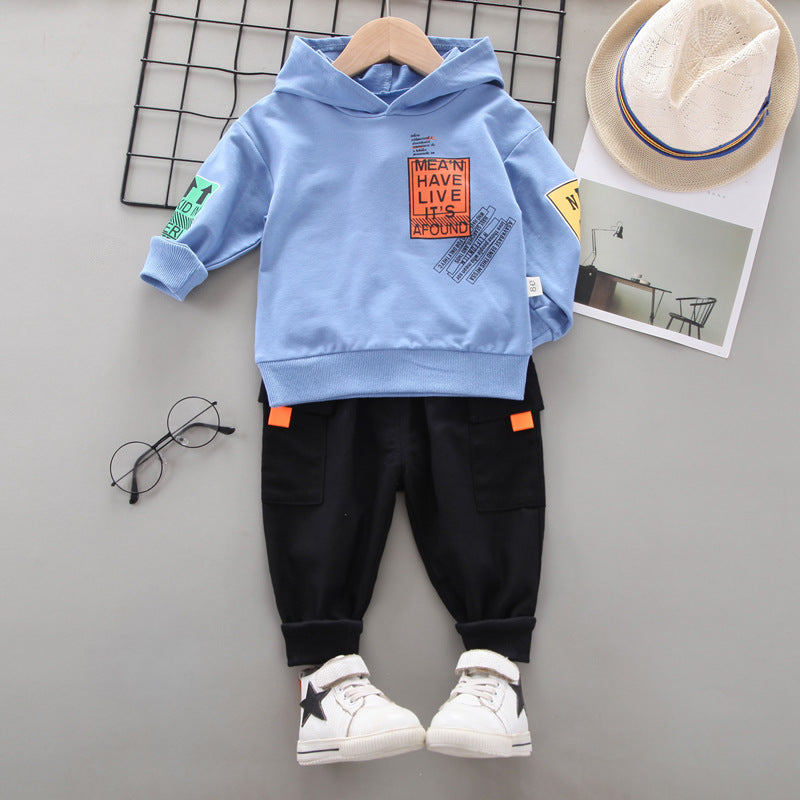 trendy spring and autumn sports model 1-4 year old baby rainbow zipper long sleeve long pants children's two-piece set