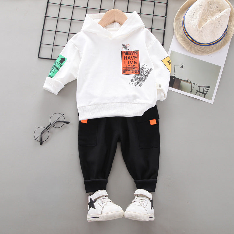 trendy spring and autumn sports model 1-4 year old baby rainbow zipper long sleeve long pants children's two-piece set