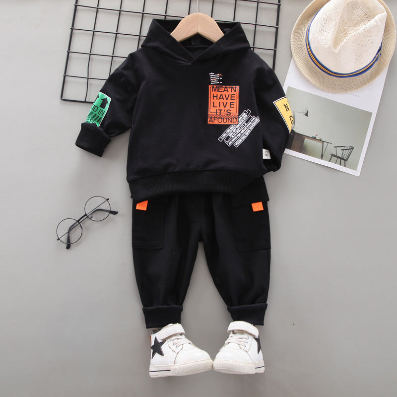 trendy spring and autumn sports model 1-4 year old baby rainbow zipper long sleeve long pants children's two-piece set