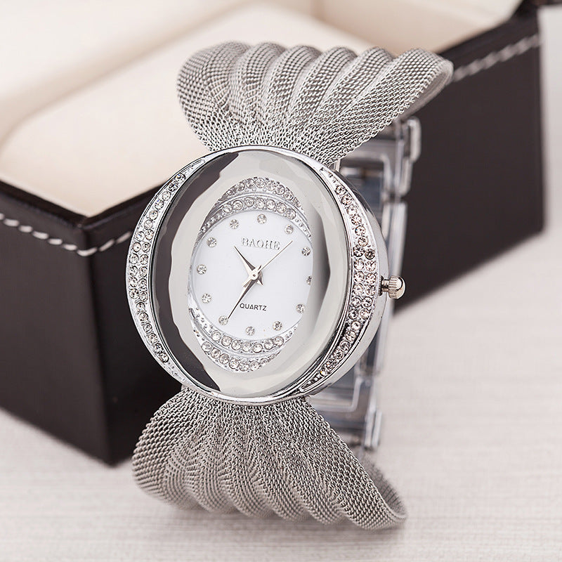 Luxury Gold Mesh Watch - Crystal Embellished Women's Fashion Timepiece