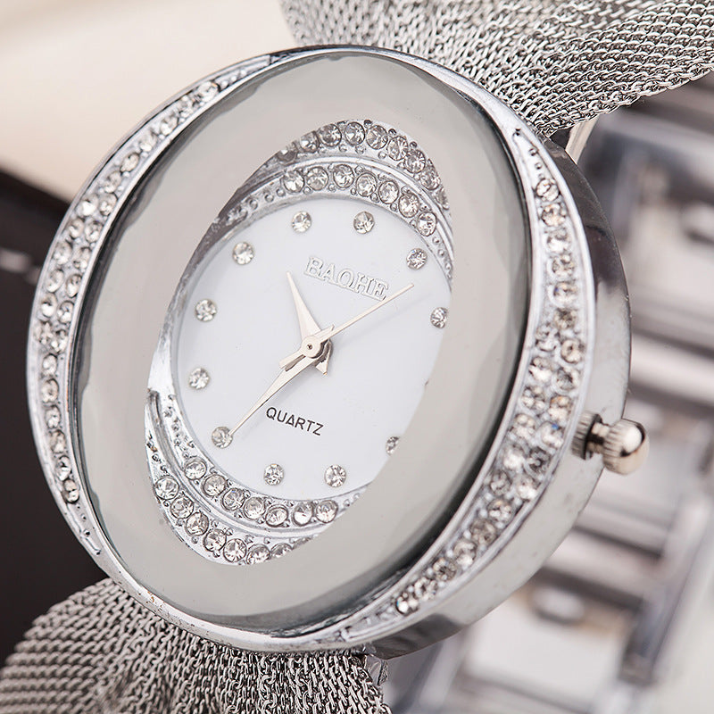 Luxury Gold Mesh Watch - Crystal Embellished Women's Fashion Timepiece