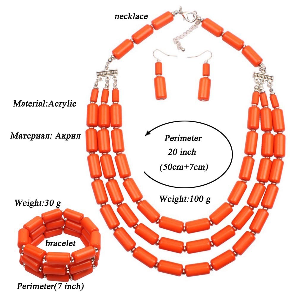 Colorful beaded beaded three-piece multi-layer necklace set