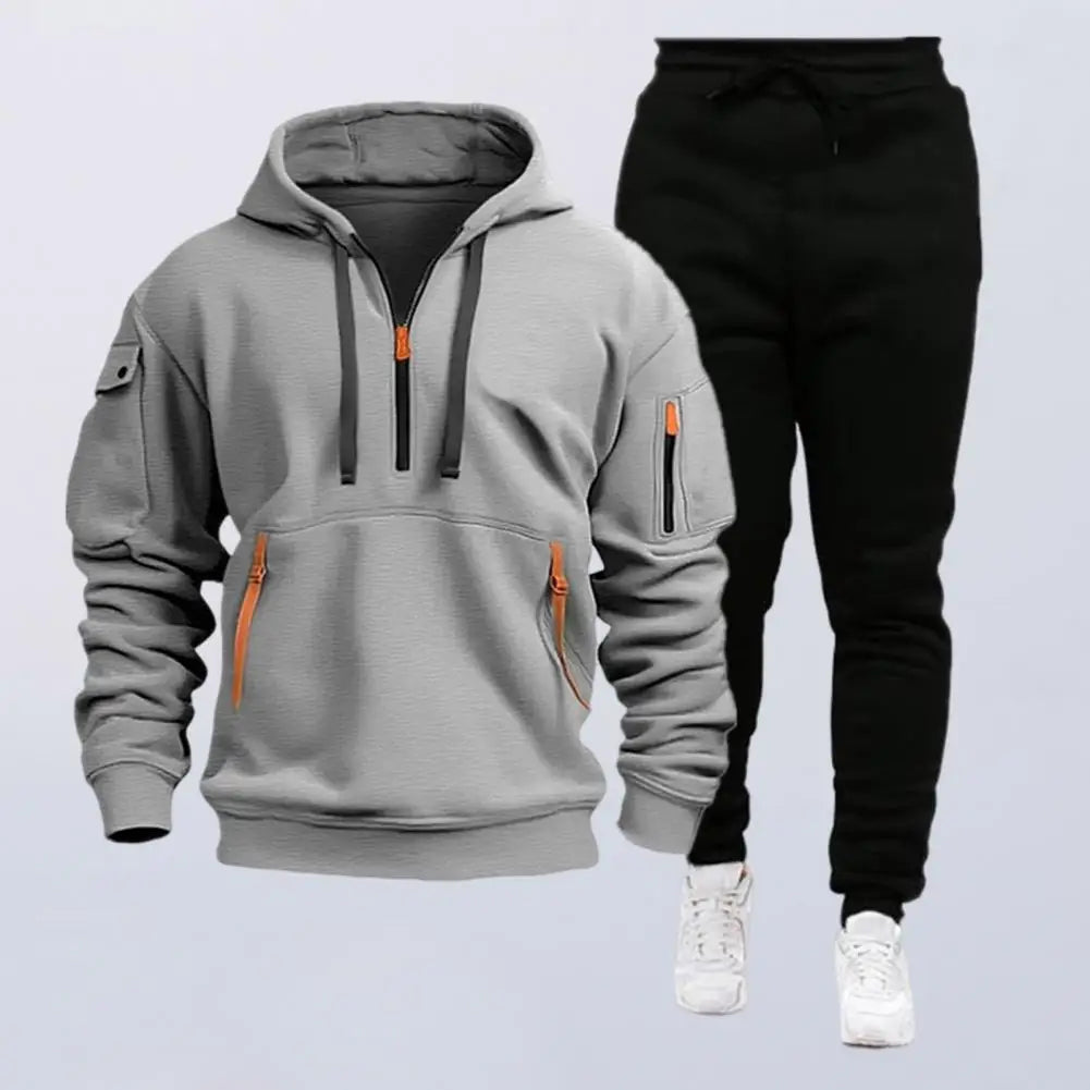 Sporty Men Activewear Set Men's Hooded Sweatshirt Sweatpants Se