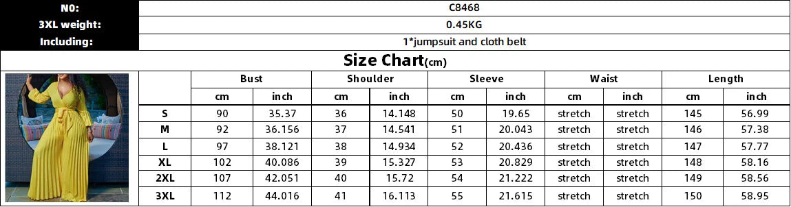Summer Fashion African Women Long Sleeve V-neck Polyester Jumpsuit S-3XL