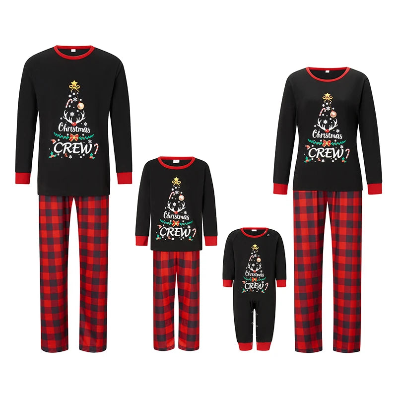 Christmas Pajamas Loungewear Set Long Sleeve Tree Graphic