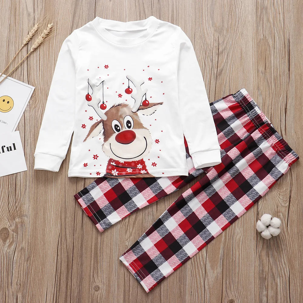 Christmas Family Pajamas Set Adult Kid Sleepwear 2PCS Matching Clothes