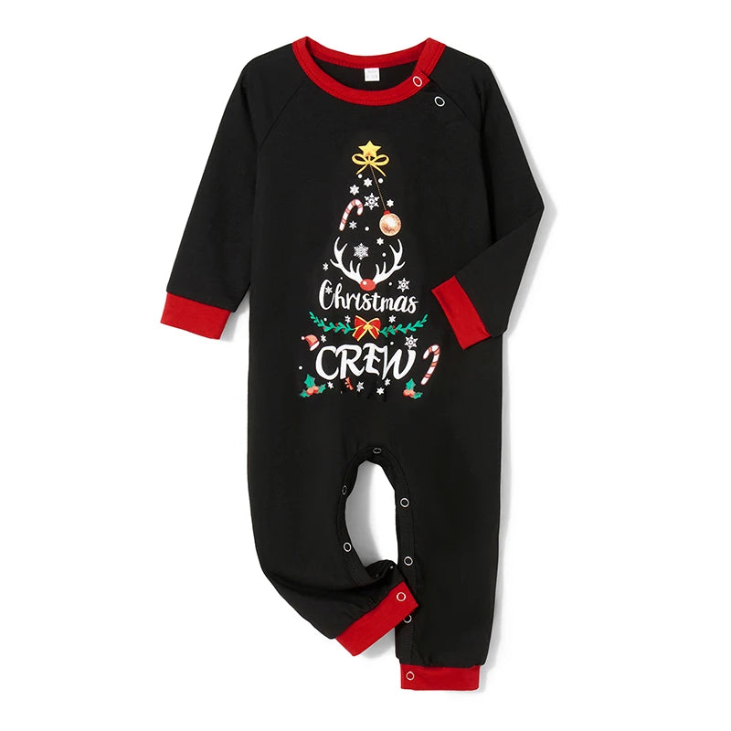 Christmas Pajamas Loungewear Set Long Sleeve Tree Graphic
