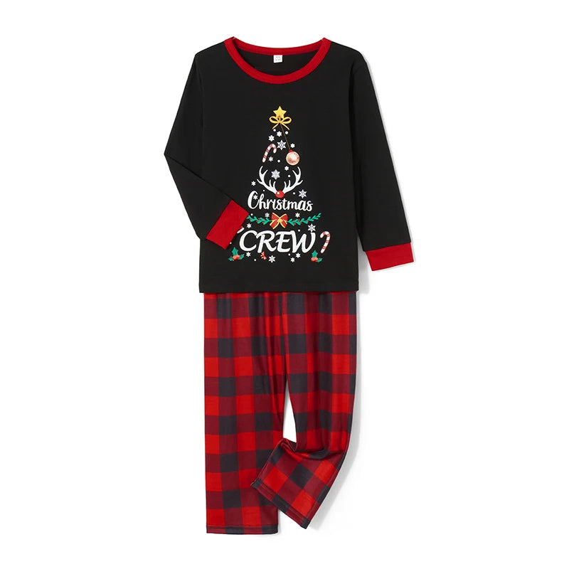 Christmas Pajamas Loungewear Set Long Sleeve Tree Graphic