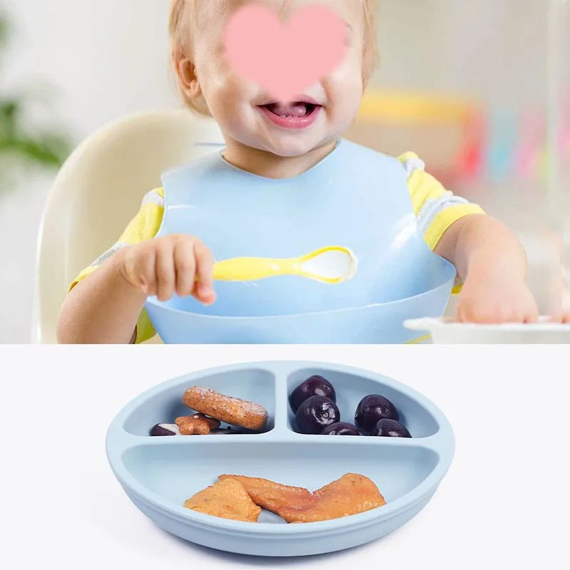 8Pcs Silicone Tableware Set Personalized Name Logo Baby Feeding Set