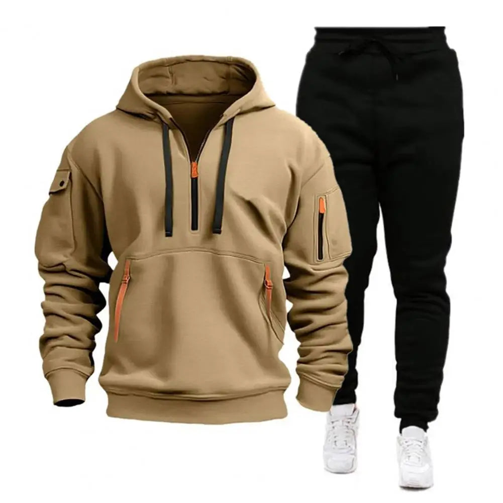 Sporty Men Activewear Set Men's Hooded Sweatshirt Sweatpants Se