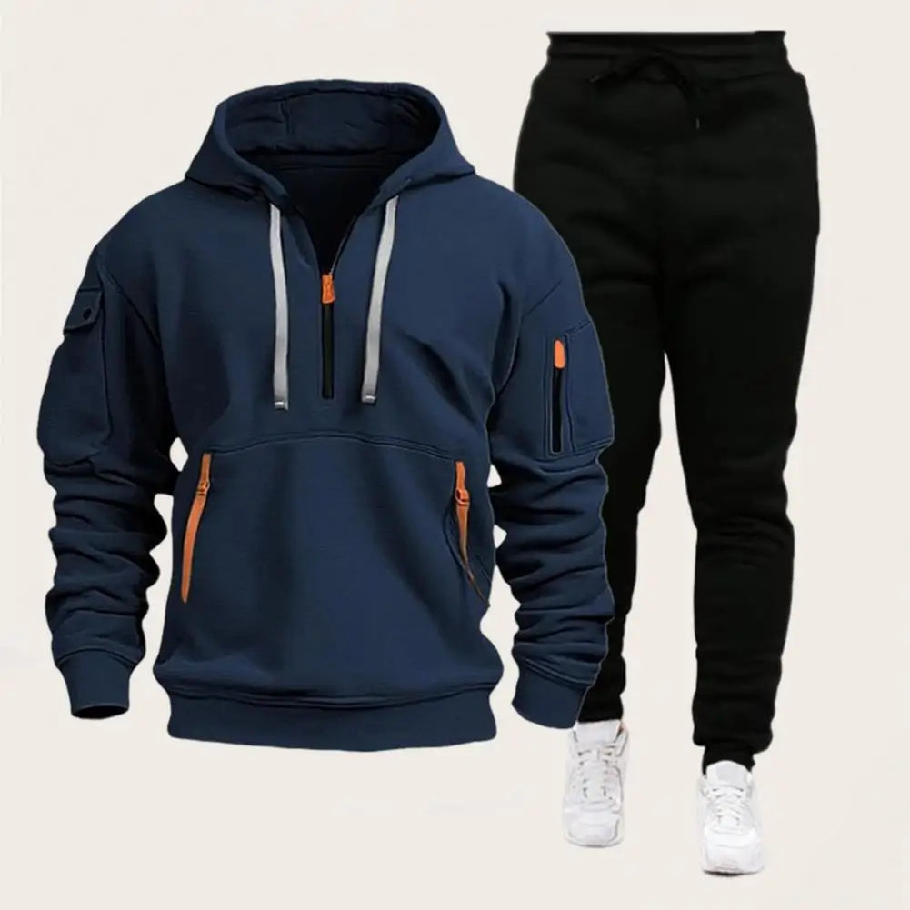 Sporty Men Activewear Set Men's Hooded Sweatshirt Sweatpants Se