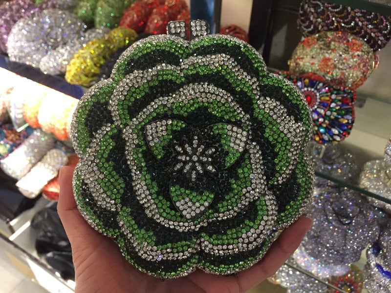 Rhinestone Clutch for Women, Floral Evening Bag