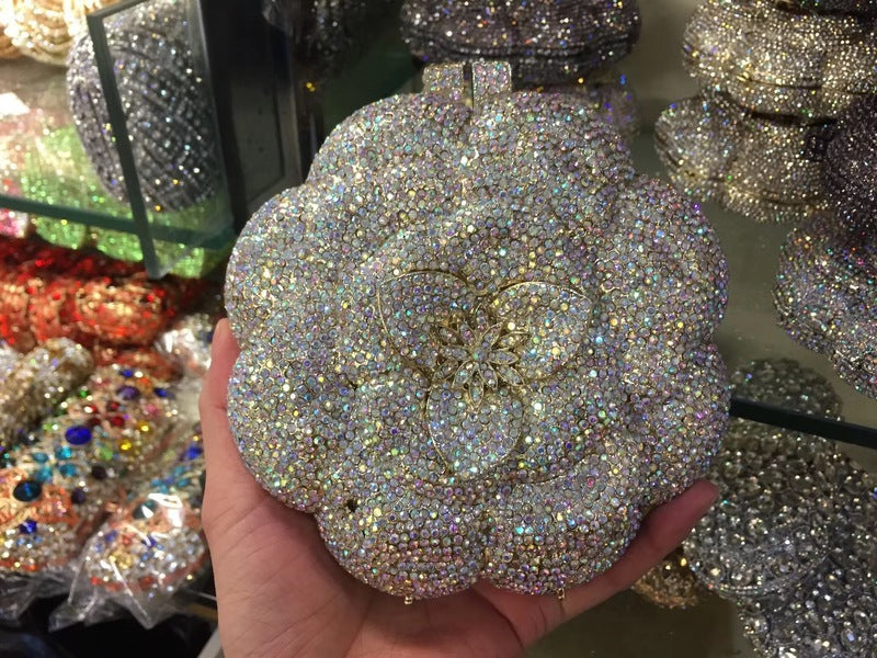 Rhinestone Clutch for Women, Floral Evening Bag