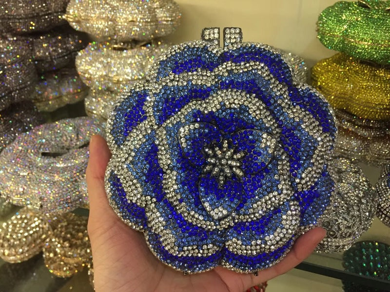 Rhinestone Clutch for Women, Floral Evening Bag