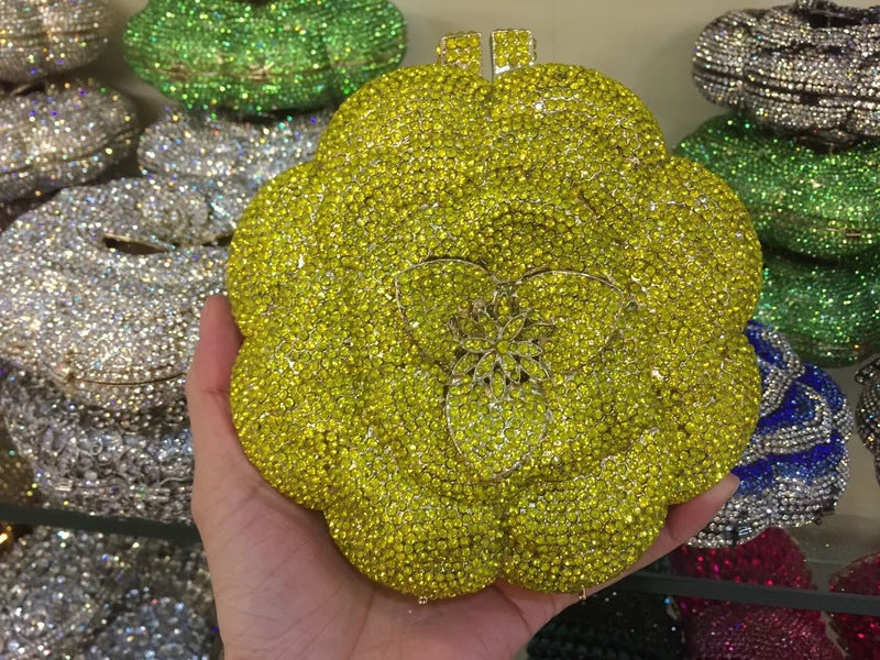 Rhinestone Clutch for Women, Floral Evening Bag