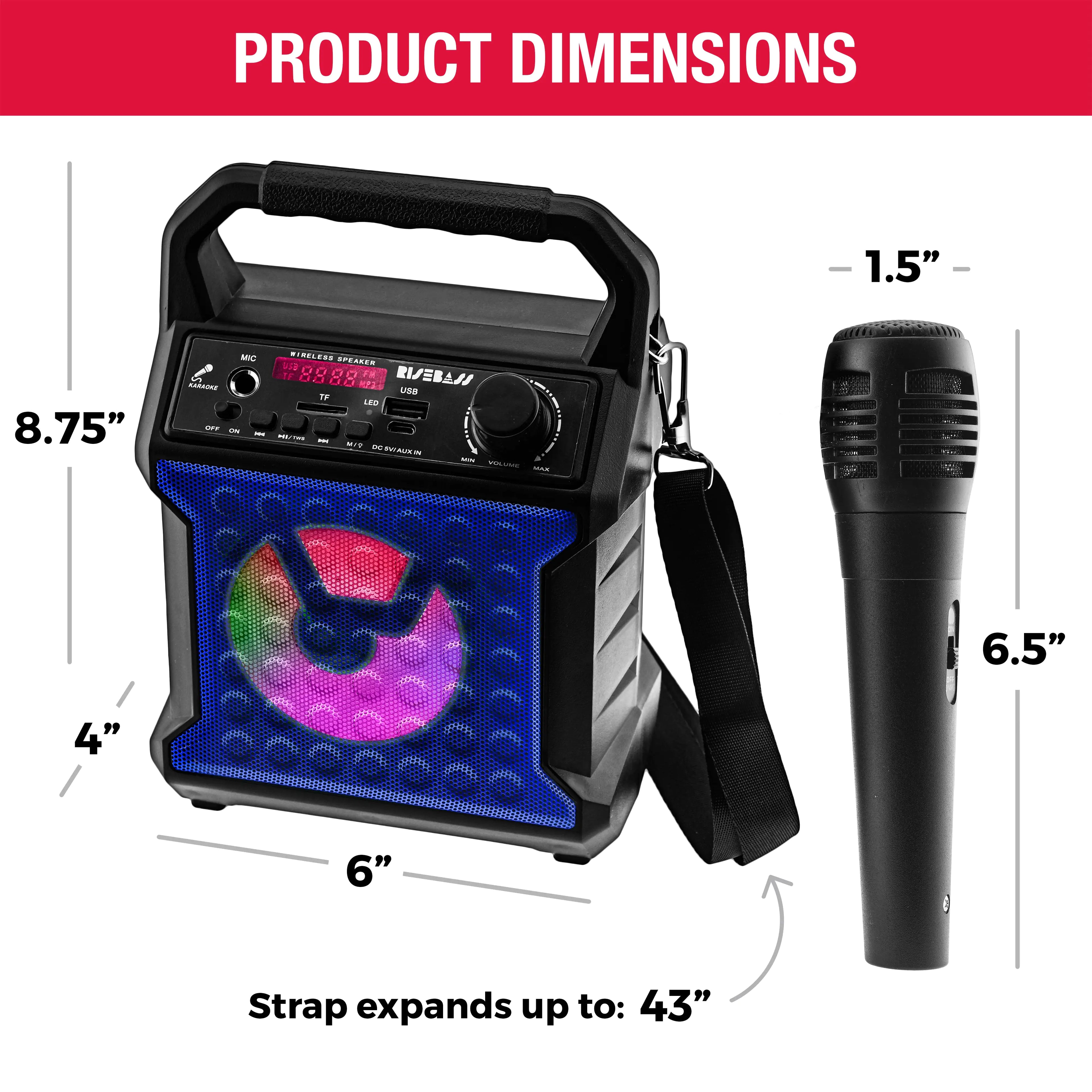 Risebass Portable Karaoke Machine with Microphone  System with Party
