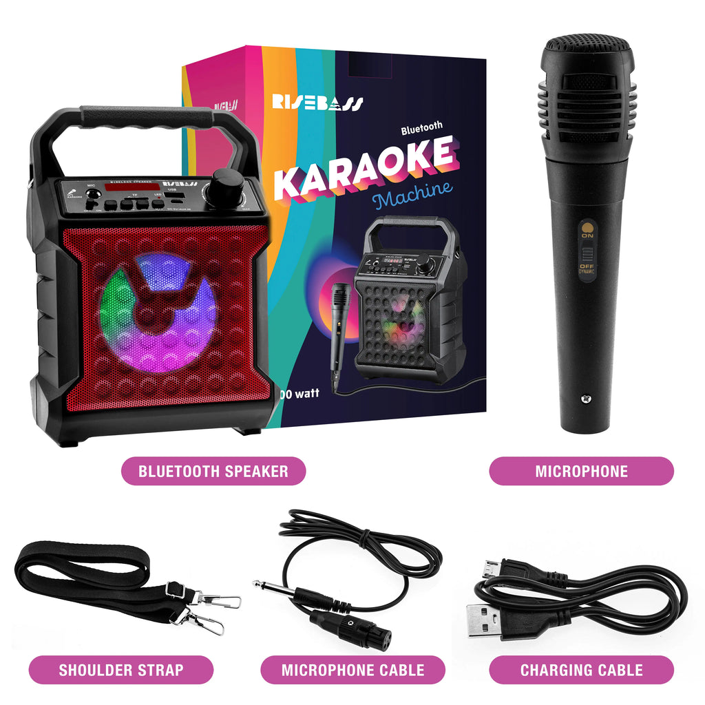 Risebass Portable Karaoke Machine with Microphone  System with Party