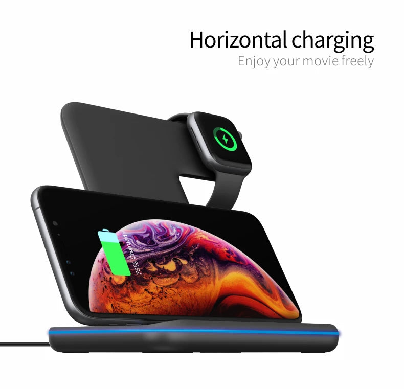 Wireless Phone Charger Stand 3 in 1 Charging 15w for Iphone and Apple Airpods