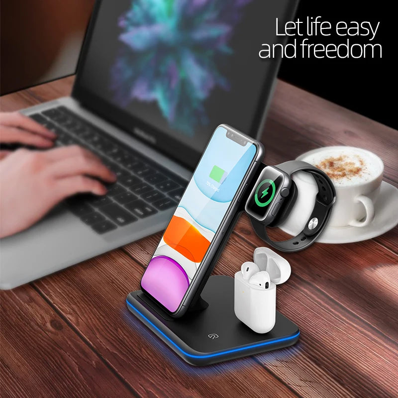 Wireless Phone Charger Stand 3 in 1 Charging 15w for Iphone and Apple Airpods