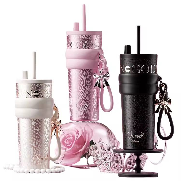 Premium 710ML Ceramic Lined Stainless Steel Tumbler with Straw - MTS-Glamour