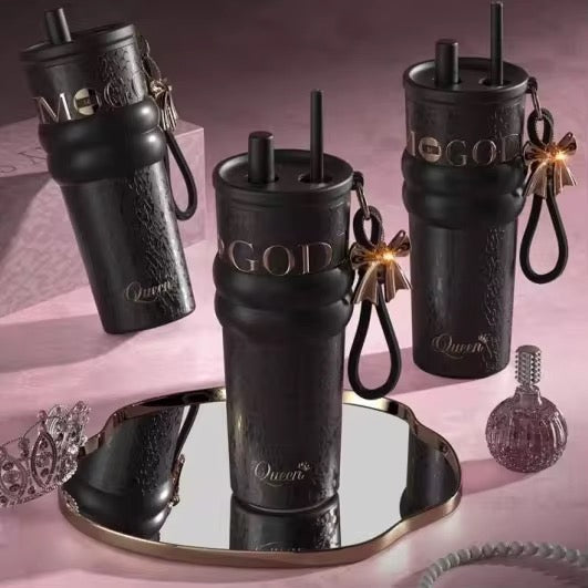 Premium 710ML Ceramic Lined Stainless Steel Tumbler with Straw - MTS-Glamour