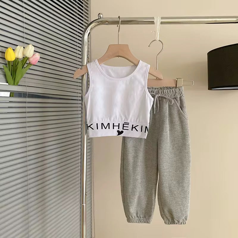 KIMHEKIM Pink Girls Tracksuit Set - Hooded Sweatshirt & Joggers | Kids Fashion