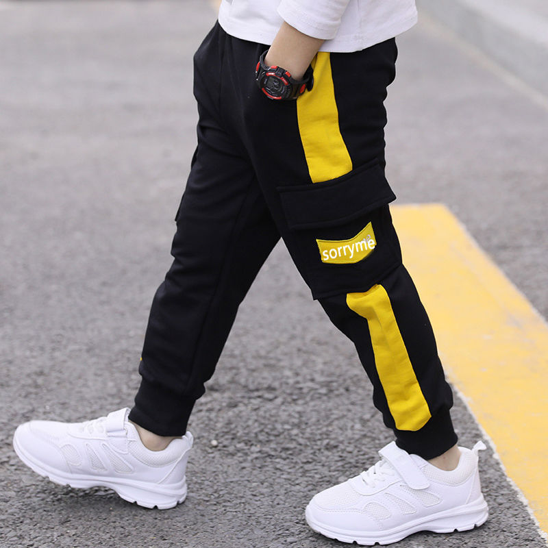 Boys Cargo Pants - Stylish Kids Autumn Trousers with Side Stripes