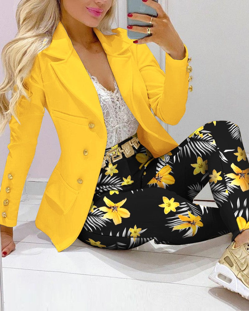 Luxe Chain &amp; Leopard Print Power Suit – Women’s Fashion Set