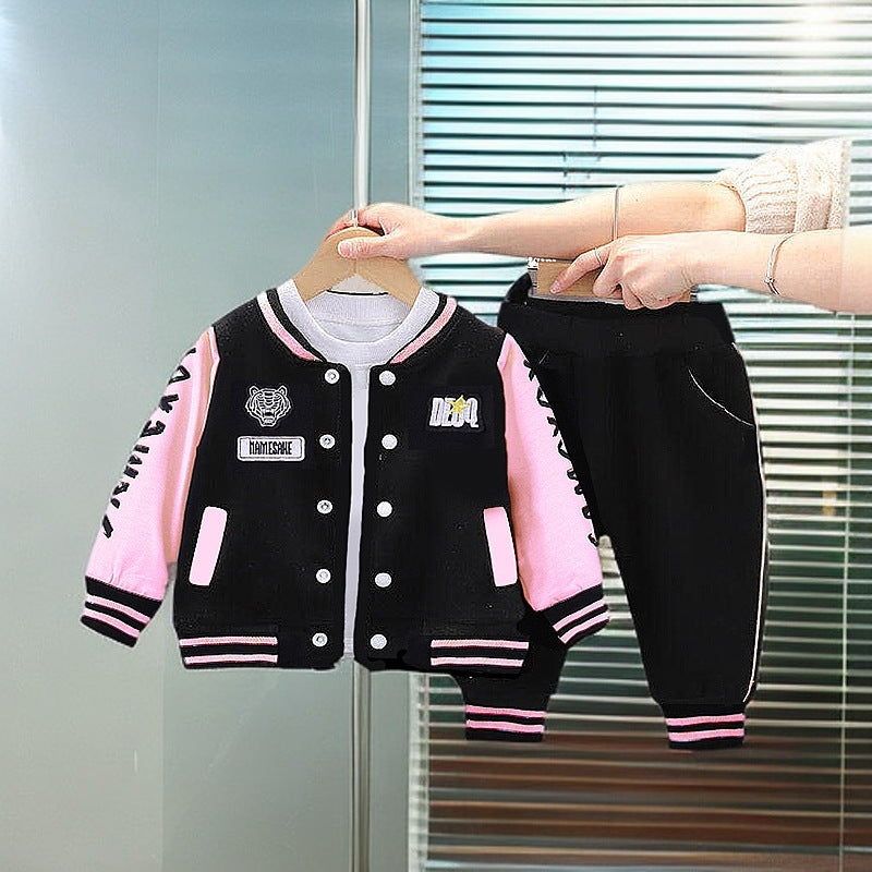 Baby Varsity Jacket Set - Black White Baseball Style Outfit for Boys 0-5 Years | MTS-Glamou